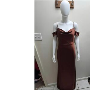 Revelry London Convertible Satin Maxi Dress Terracotta Rust Size 6 Corset Gown